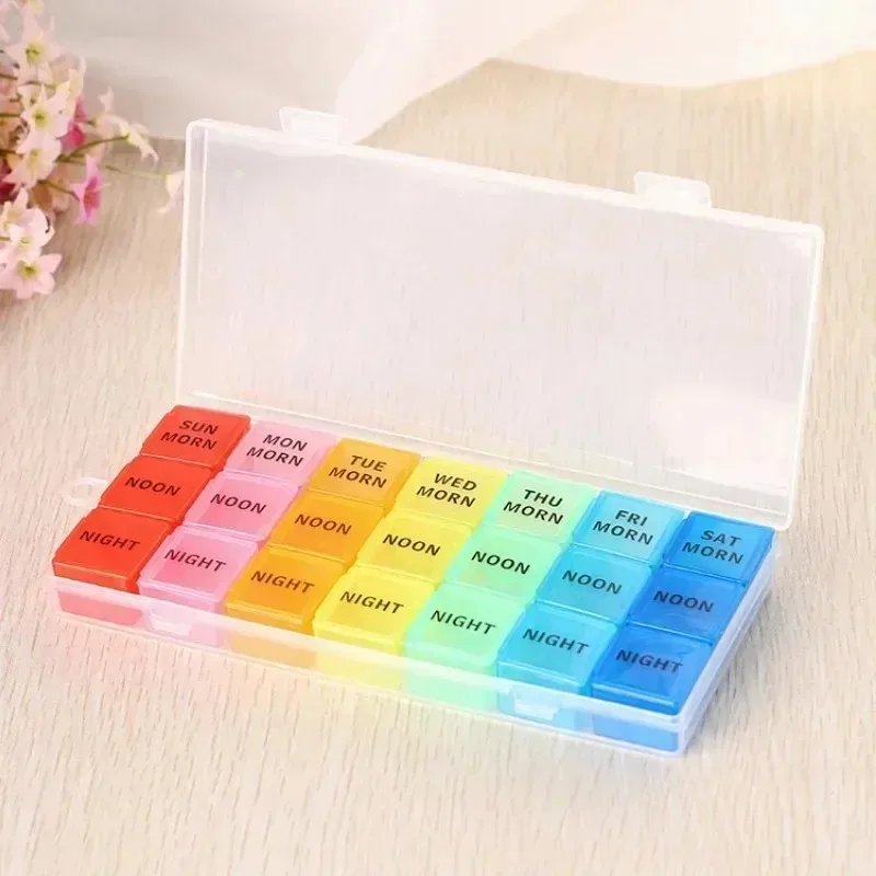 Pill Storage Box 7 Days Medicine Box Weekly Tablet Holder Storage Organizer Container Case Pill Box Splitters Weekly 7 Day 21