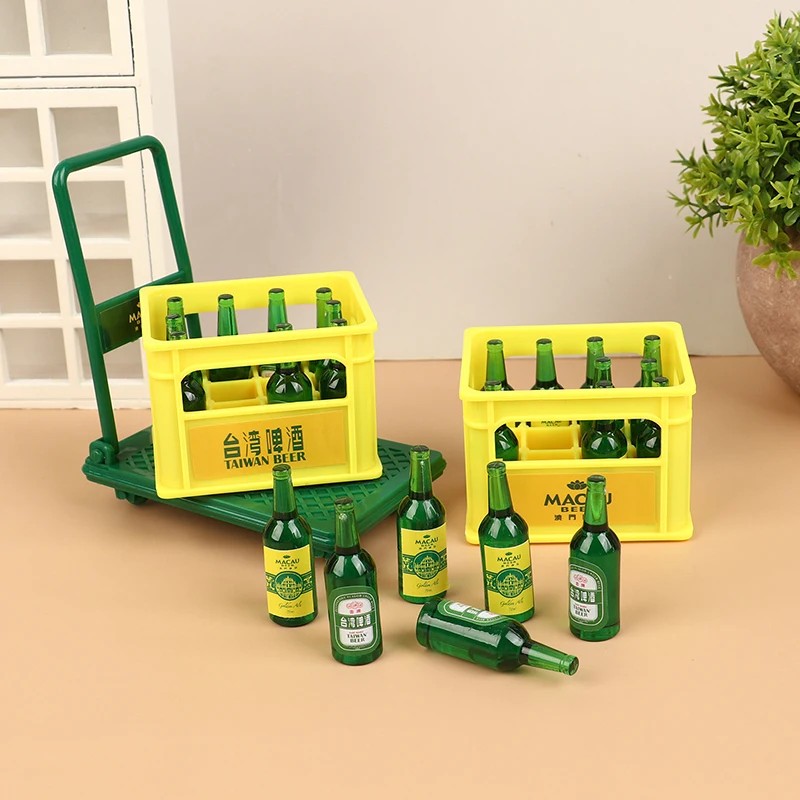 1/12 Poppenhuis Simulatie Bier Trolley Speelgoed Poppenhuis Miniatuur Bier Model Poppenhuis Drankjes Decoratie Accessoires