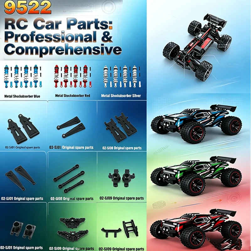 MJX and 9522PRO remote control vehicle original accessories, 100% compatible: rear cup, arm, lever. Price discount available.