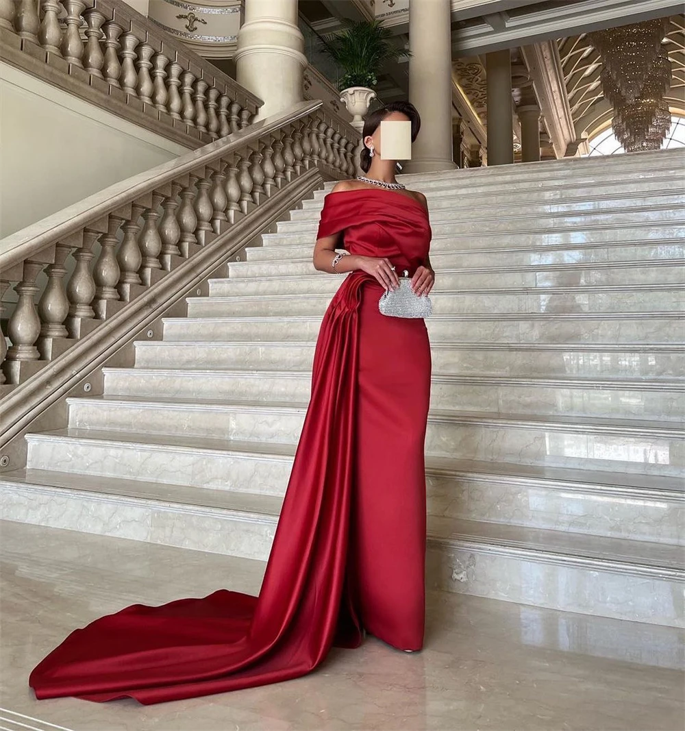 Customized  Satin Ruched Valentine's Day A-line One-shoulder Bespoke Occasion Gown Long Dresses