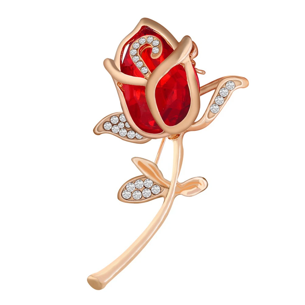 

Luxury Women Brooch Accessories Rhinestone Acrylic Glass Flower Design Decorative Pin for Clothes Scarf Bags Safe Lightweight