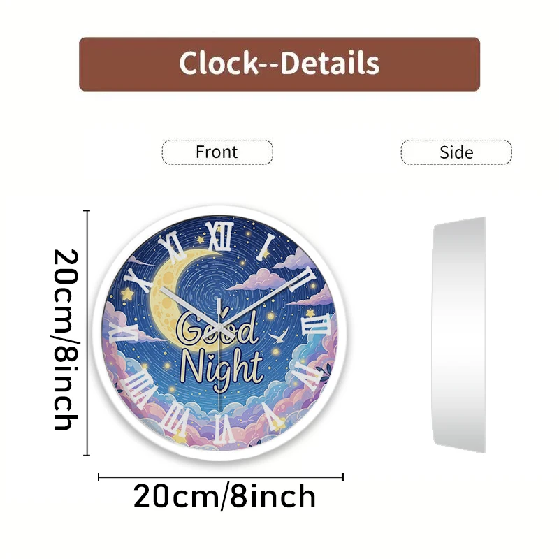 Beautiful Dream Cartoon Round Silent Hanging Wall Clock, Suitable For Living Room, School,Study Room,Bedroom, Children's Gifts