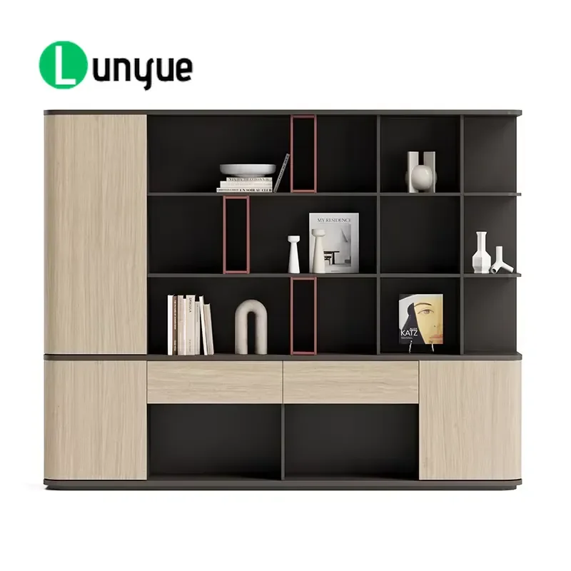 Modern Commercial CEO Office Background Cabinet File Storage Bookcase with Drawers for General Manager Executive Workspace