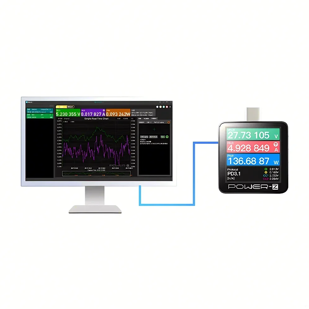 POWER-Z USB PD 테스터 전압 및 전류 리플 더블 C타입 기기, KM001, KM003C, USB 디지털 전압계 테스트