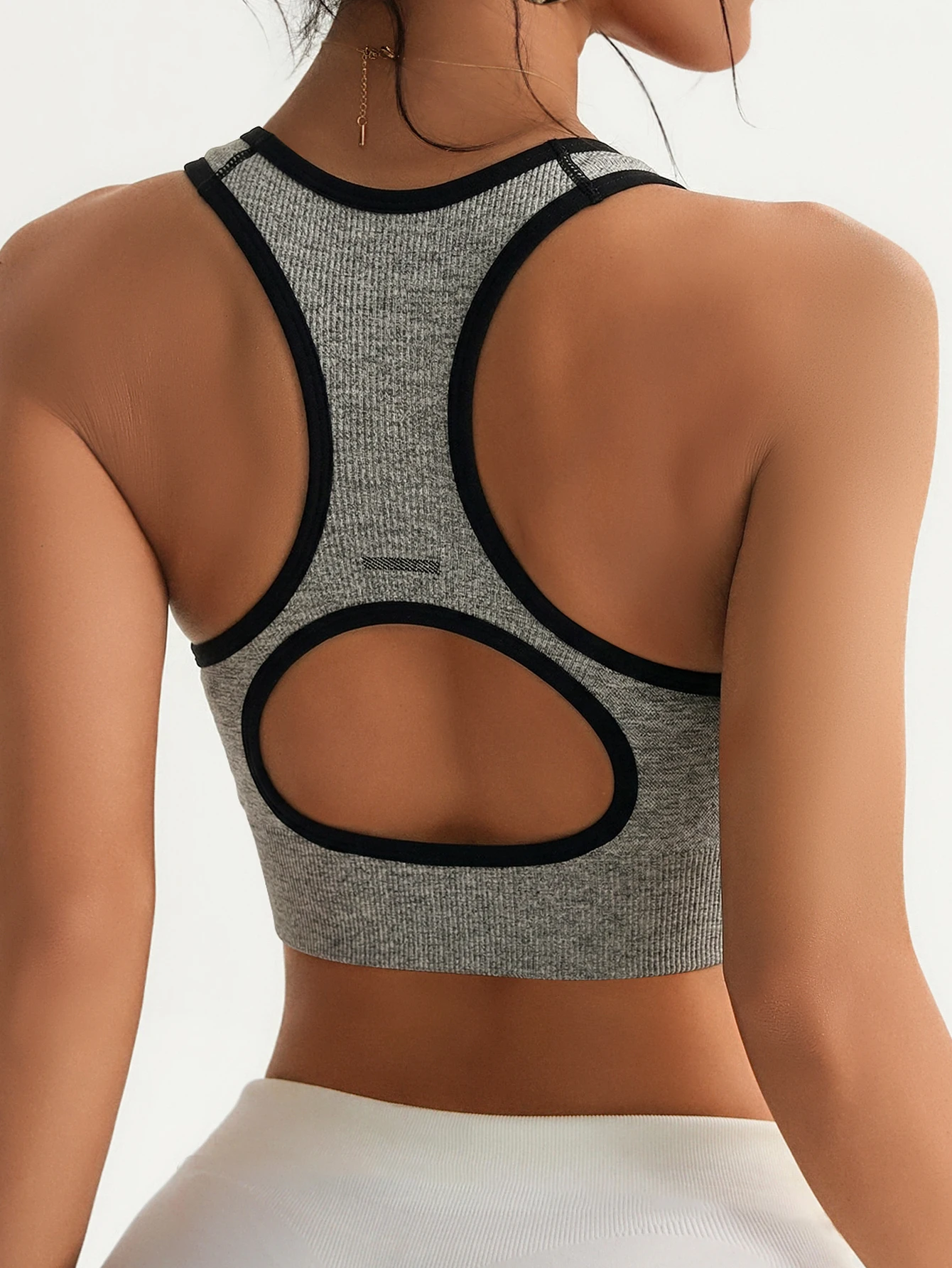Women's Seamless Sports Bra Set, 3 Colors Racerback Workout Yoga Top with Back Cutout, Breathable Gym Fitness Crop Top