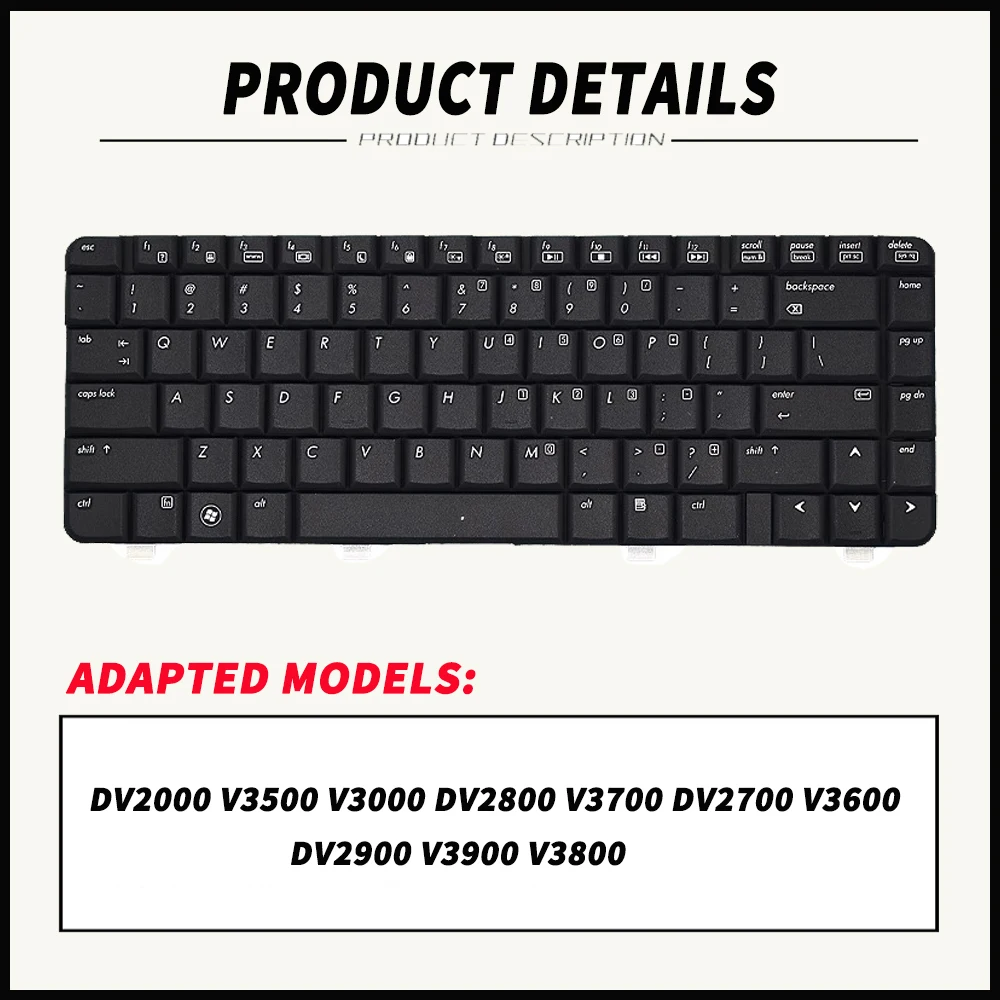 For HP DV2000 V3500 V3000 DV2800 V3700 DV2700 V3600 DV2900 V3900 V3800 Notebook Keyboard