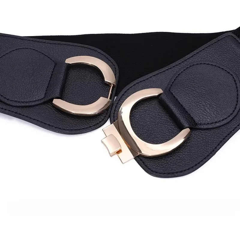Strechable Suit belt women's wide waistband fashion black elastic high-end cummerbund for coat