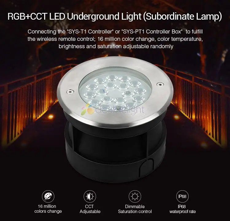 MiBoxer 5W SYS-RD1 9W SYS-RD2 RGB+CCT LED Underground Light Outdoor Waterproof Subordinate Light APP/WIFI/Amazon Voice Control