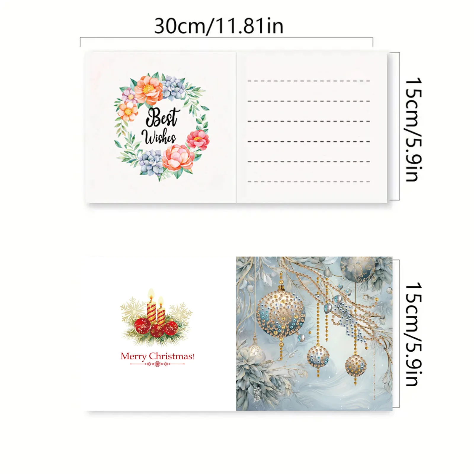 6 pieces of diamond painting set-christmas snowman theme greeting card, blessings and wishes, unique design by Mark Sai