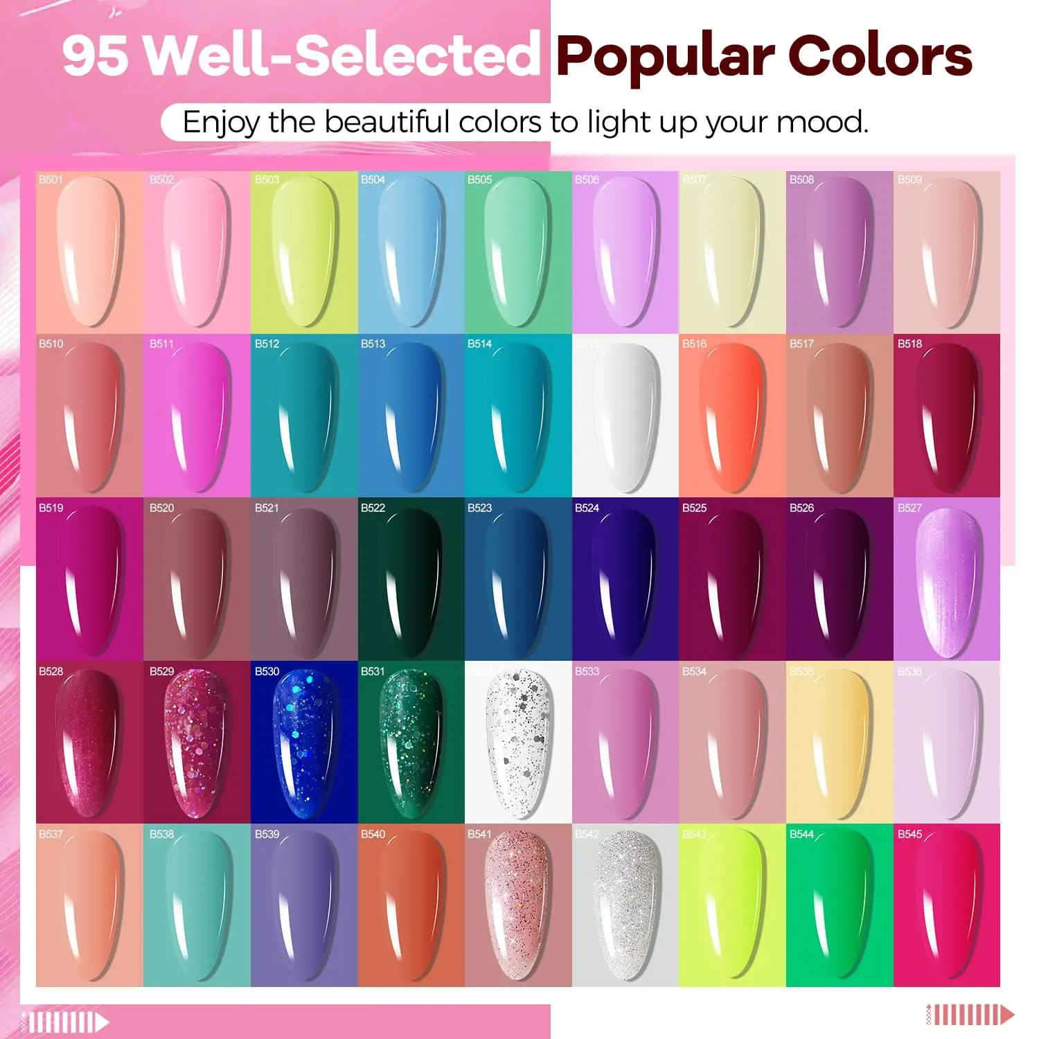 100 PCS Gel Nail Polish Starter Kit with UV Light, 95 Colors Including Macarons and Dark Shades, Long-Lasting Shine
