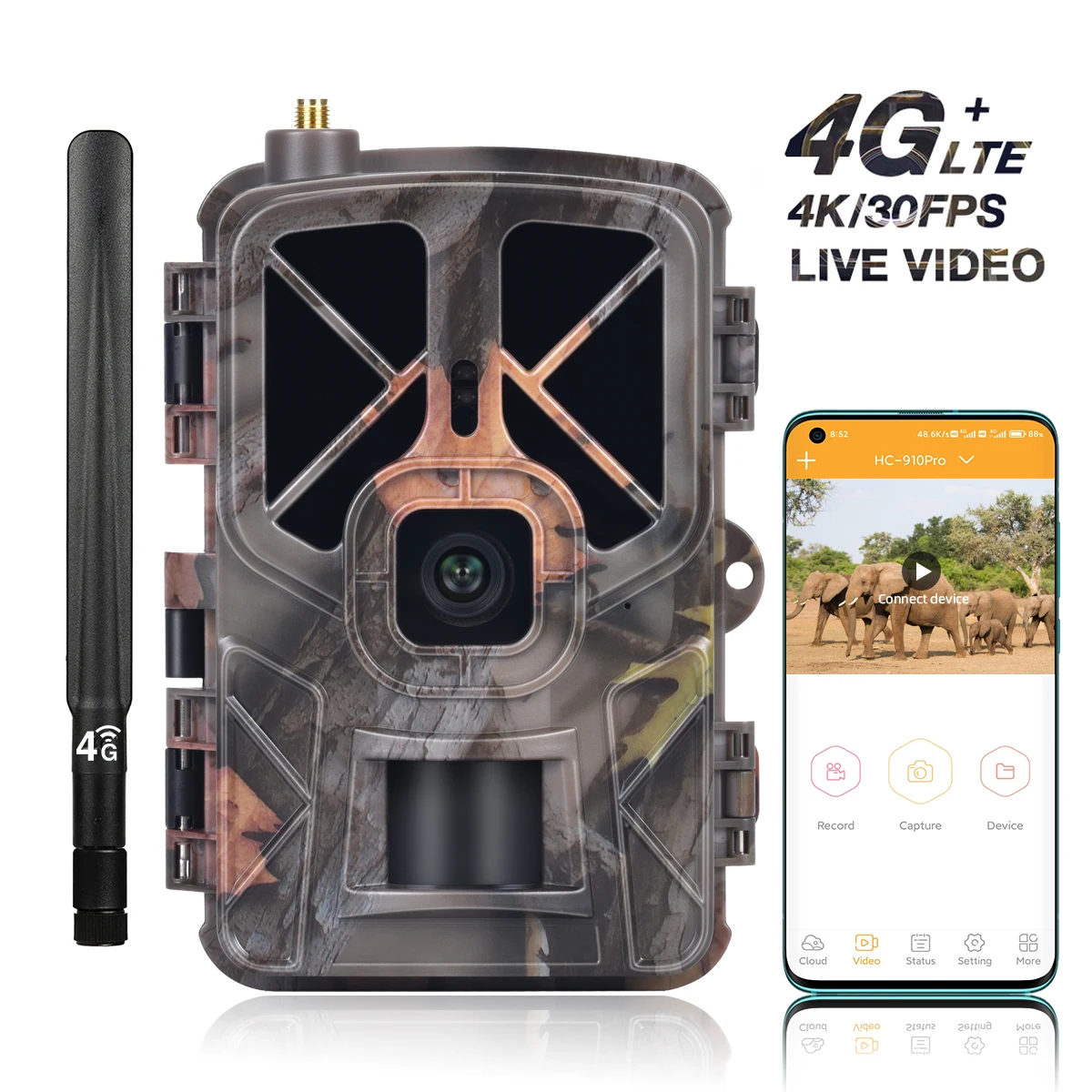 Outdoor 4G Cellular Night Vision Trail Game Camera 36MP 4K SIM Card Sends Pictures to Cell Phone,2.0