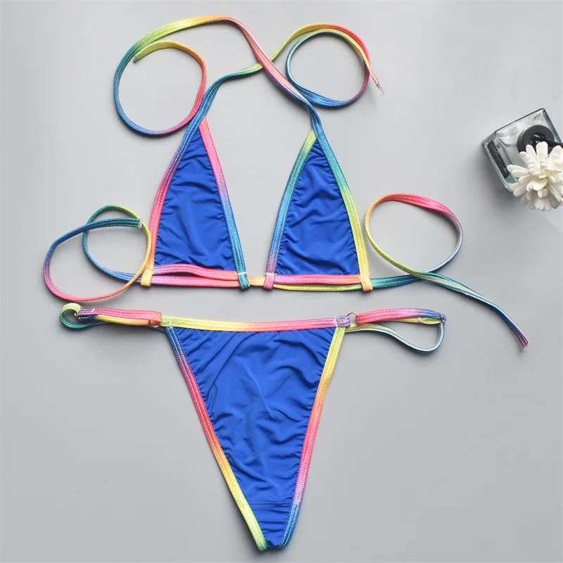 Women's Panties Bikini Set Silky Sexy Ladies Lace Adjustable Sexy Low Waist  Female G-String Thong Female T Back Set