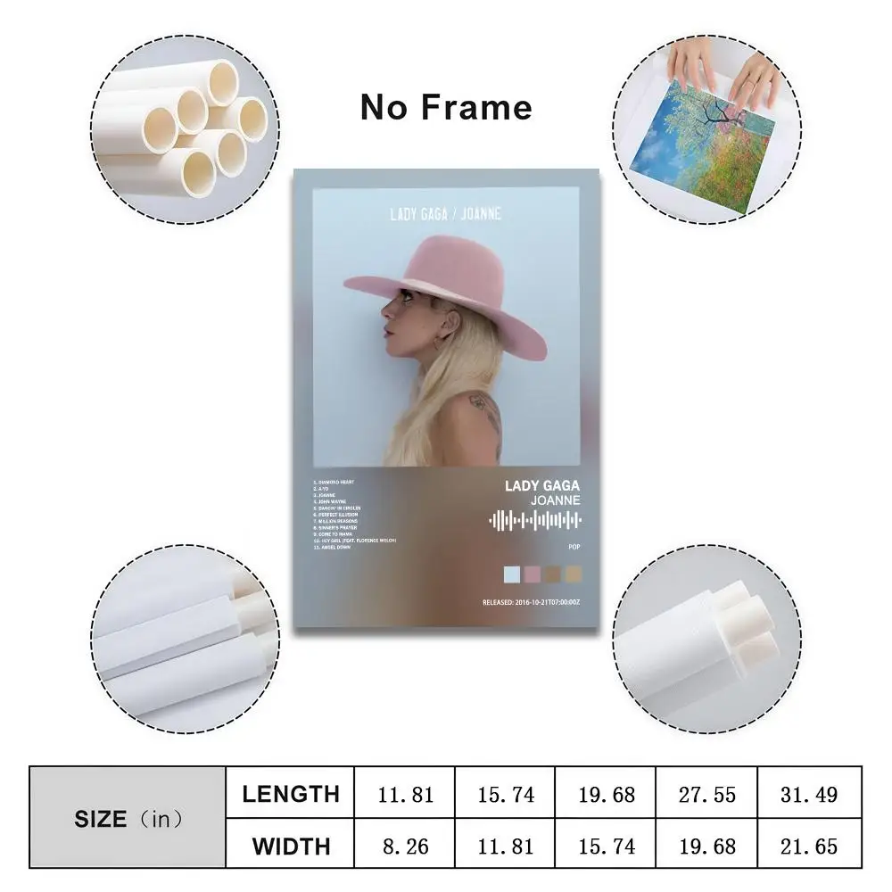 Lady Gaga Poster Peelable Self-Adhesive Album Cover Poster Stickers, Frameless Wall Art for Singer Band Pop Rap Bedroom