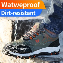 Men's Safety Shoes Steel Toe Waterproof Anti-Smashing Anti-Piercing Durable Rubber Sole Outdoor Industrial Work Protective Shoes