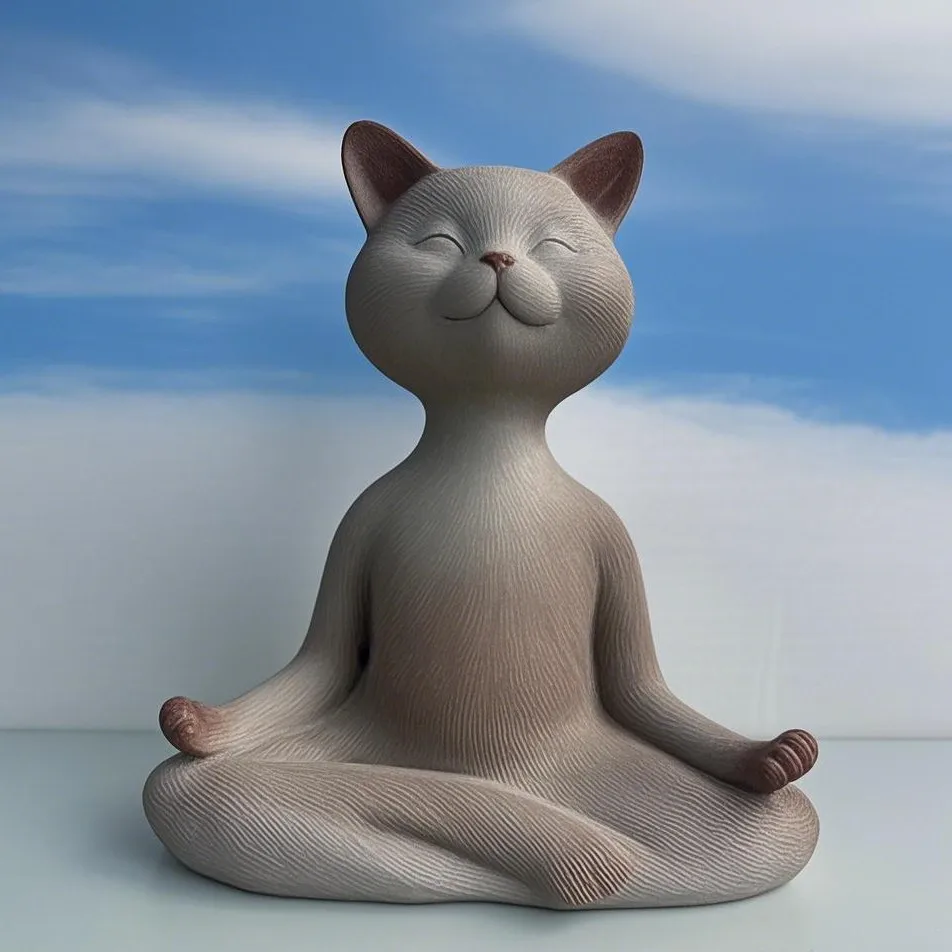 

Yoga Pose Cat Resin Figurine - Happy Smiling Cat Sculpture for Home Decor, Unique Handmade Resin Art with Playful Design