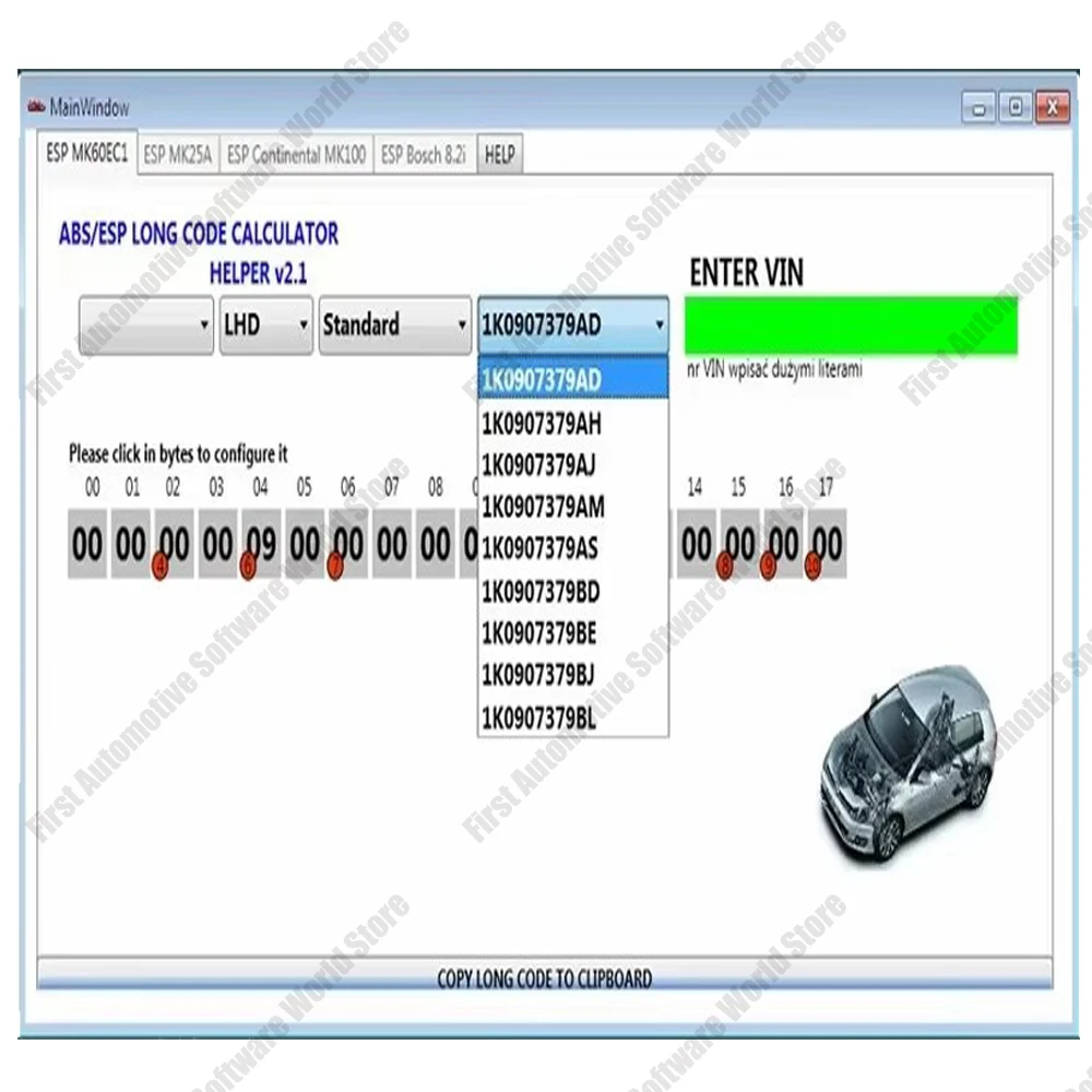 VW ABS ESP Long Code Calculator DASH MILLEAGE CORRECTION + AIRBAG CRASH CLEAR + IMMO OFF + DASH + IMMO SOFTWARES tools