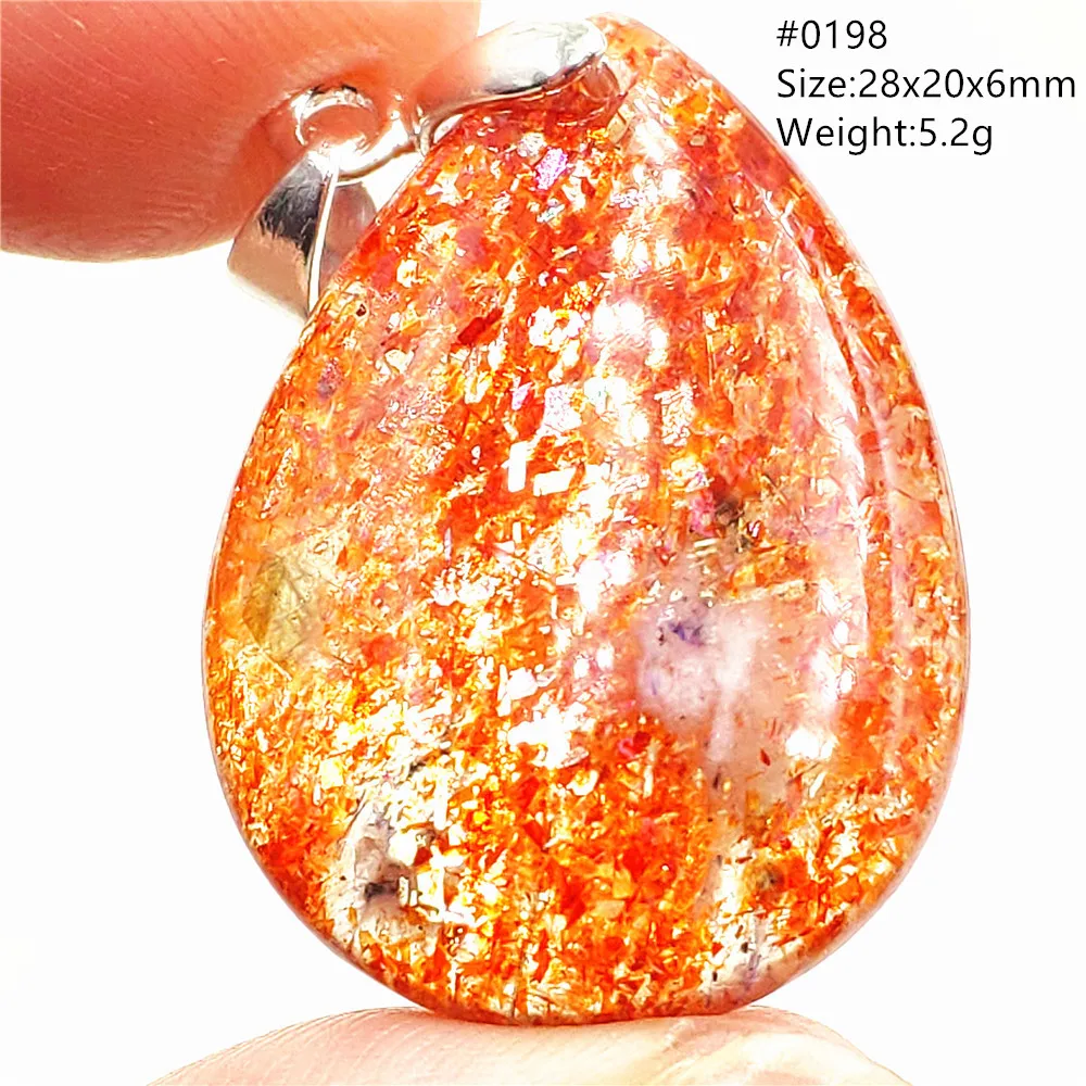 

Natural Orange Sunstone Green Red Strawberry Quartz Arusha Pendant Necklace Women Men Rare Flash Water Drop Beads AAAAAA