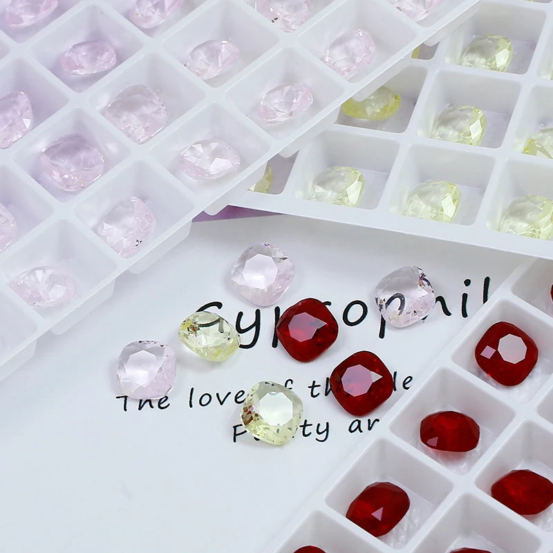 8MM 20PCS/Pack  Fat Square Transparent Crystal Decoration for women\'s Clothing and Beads for Needlework DIY