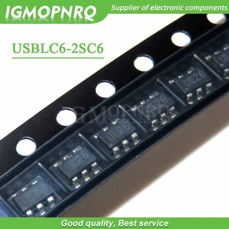 100pcs/lot USBLC6-2SC6 USBLC6 UL26 SOT23-5 ESD Protector New Original Integrated Circuit New Original Free Shipping