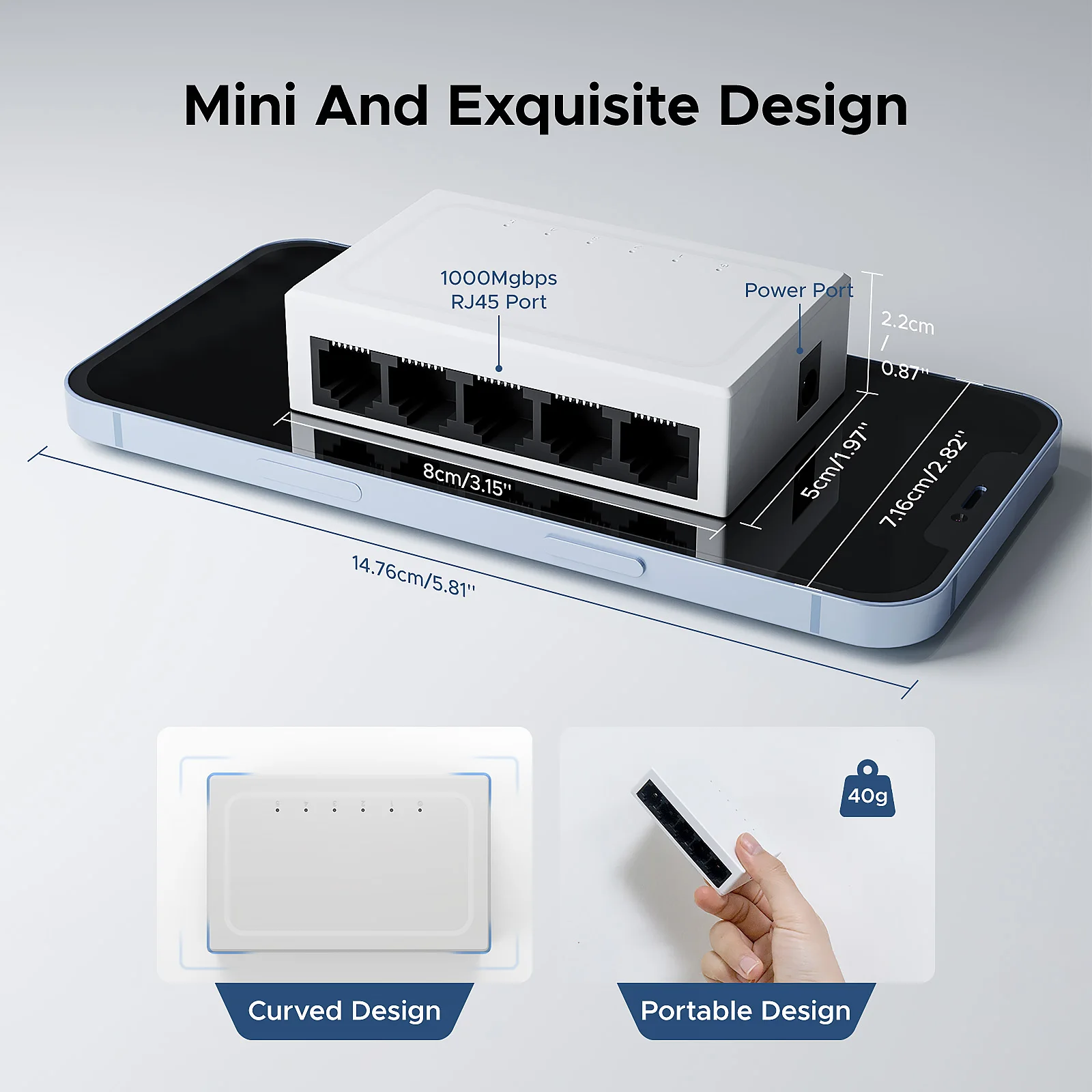 5-Ports Gigabit Switch 5Ports Etherent Switch 1000Mbps Mini Portable Plastic Case Network Switch Ethernet Splitter Lan RJ45 Hub