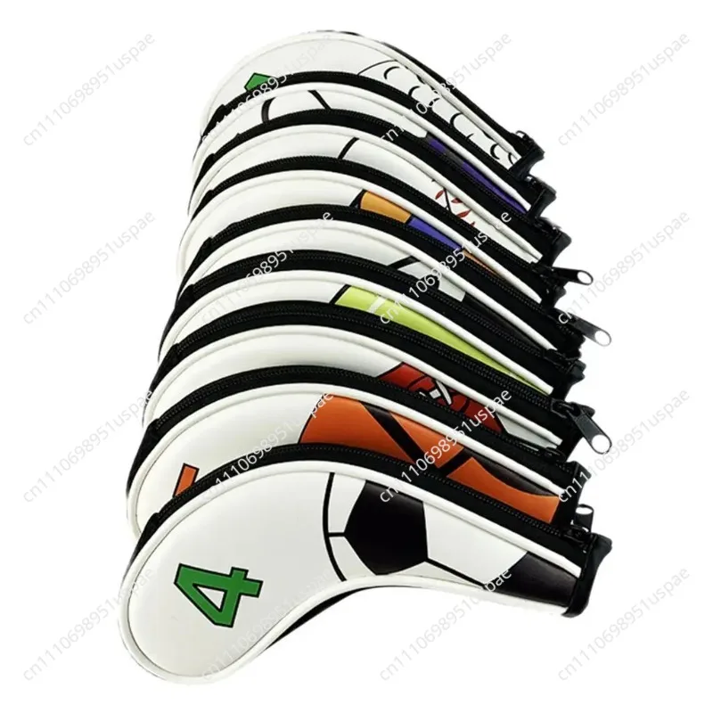 9Pcs/Pack Zipper Golf Iron Covers Set Waterproof Golf Club Irons Head Cover Golf Putter Protect Sleeve Glove Boots