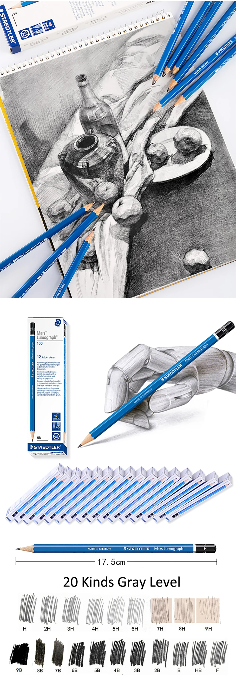 Matita Staedtler 100-4B - Grafite Morbida Per Disegno Artistico E Schizzi | Fusto Esagonale In Legno