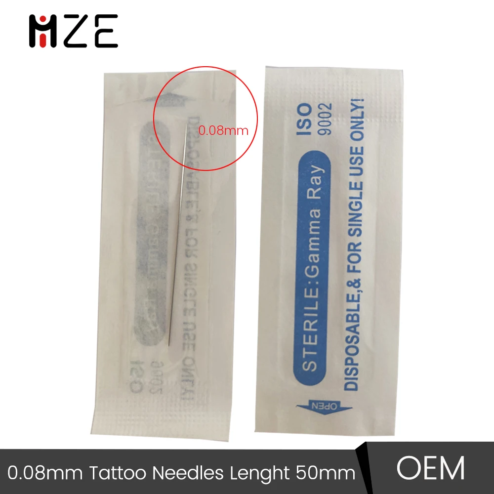 0.08MM Pinpoint R1 Tattoo Needles Disposable Sterilized 1RL Agulhas For Permanent Makeup Eyebrow Machine Needle Thickness 0.35mm