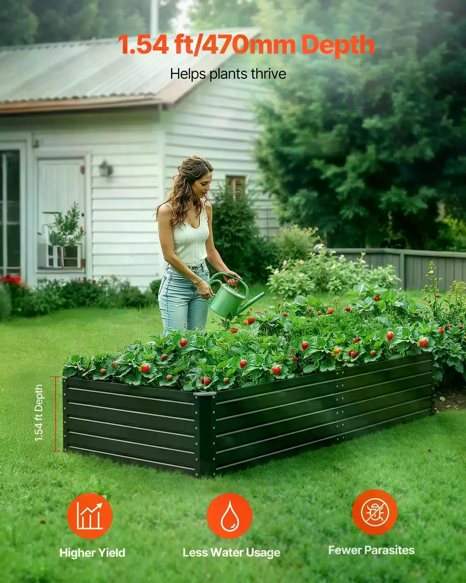 VEVOR Metal Raised Garden Bed, Outdoor Galvalume Planter Garden Box, Open Bottom Design, Large Planter Raised Bed for Growing Vegetables, Flowers, Herbs, and Succulents, Gray # SohoChic