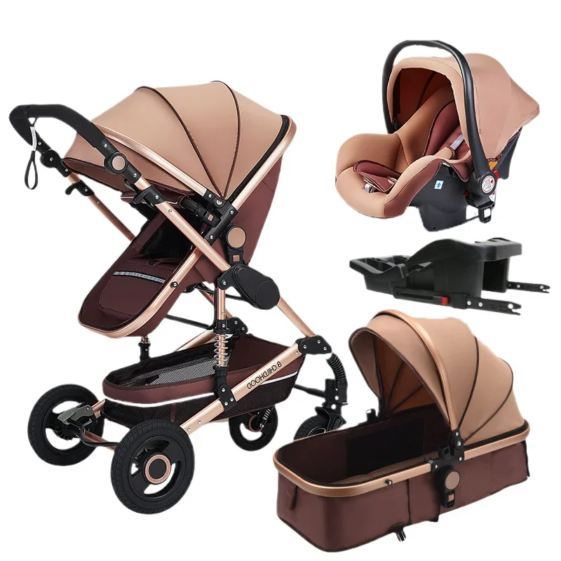 

Multifunctional Newborn baby stroller High Landscape Carriage double faced 4in1 baby stroller with ISOFIX car seat base 739