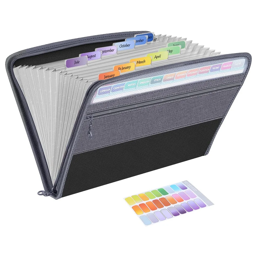 

13 Pocket File Folder Storage Rack,File Box Storage Bag,with Zipper, Suitable for A4 Paper, Banknotes,Document Receipt G