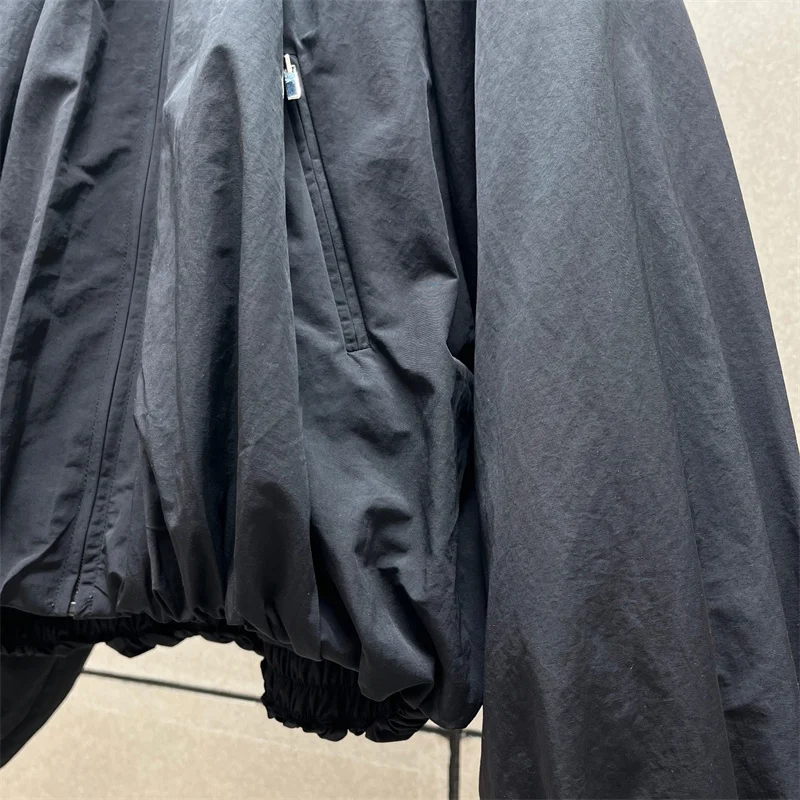 Immagine 6: Giacca imbottita da donna, nuova collezione autunno 2026, giacca spessa in maglia a coste con inserti, collo alto, antivento, cappotto invernale da donna.