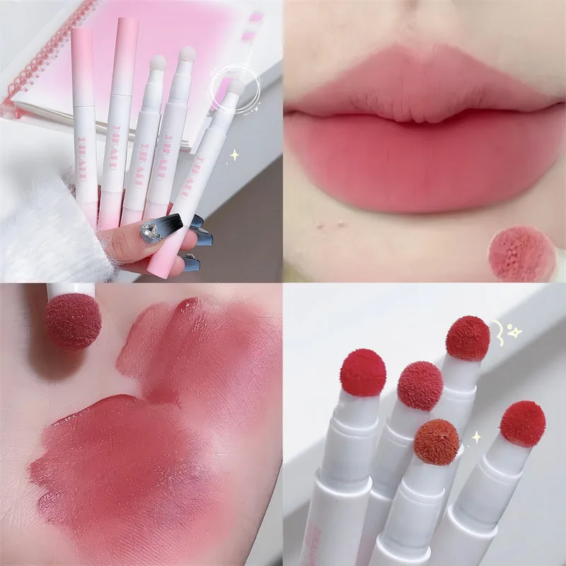 Lip Gloss Cream Air Cushion Lips Cream Matte Brick Red Lip Glaze Mud Lipstick Pen Non-Stick Cup Female Lip Tint Korean Makeup