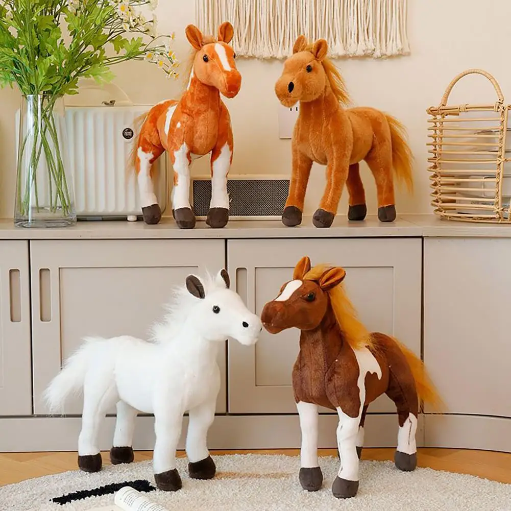 

Kids Horse Doll Fleece Fabric Foal Shape Doll PP Cotton Filling Easy to Maintain Children Playroom Horse Companion
