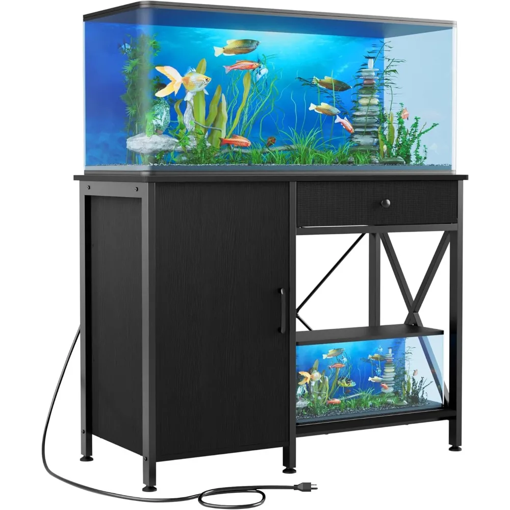 

Sturdy Aquarium Stand with Storage for 40-50 Gallon Fish Tank - Metal Terrarium Table Cabinet