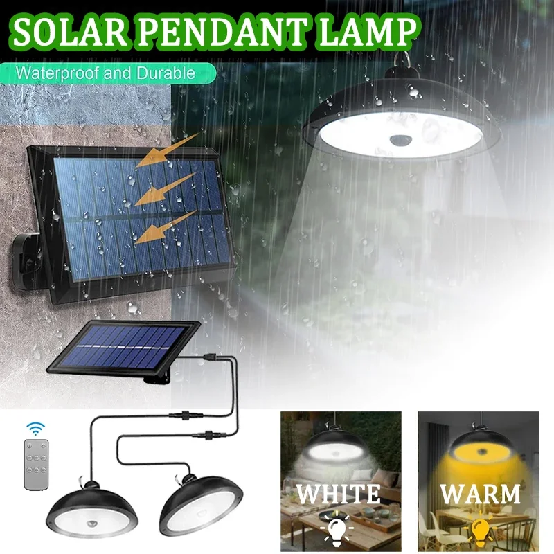 

Solar Pendant Lamp Outdoor Waterproof Chandelier Light Hanging Shed LED Decorations with Remote Control for Indoor Shed Barn Roo