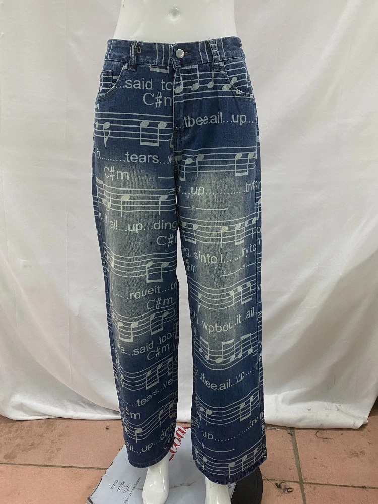 

2026 Spring/Summer Women's Straight-cut Washed Denim Loose High Street Style Casual Street Pants Y2K