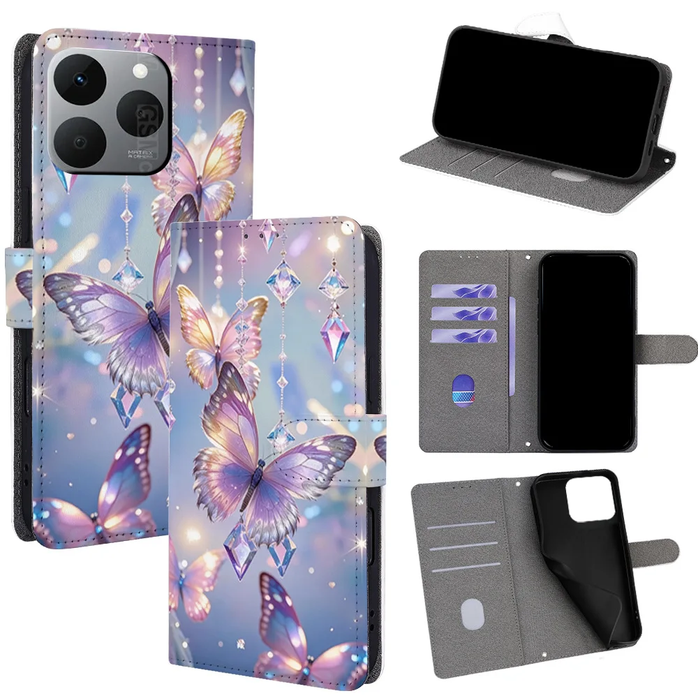 

Красочный раскладной чехол-бабочка для Realme C71 C75 14X C61 C63 C67 C53 C51 C55 C30s C31 C35/Narzo 50i 50A N63 60x N53 N55