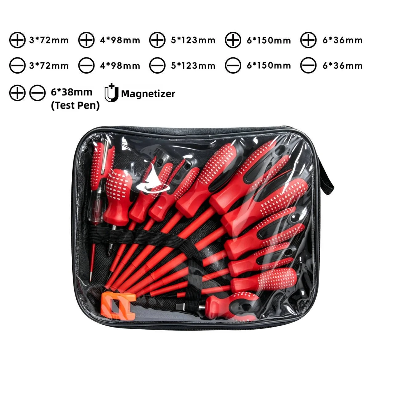10/12PCS Insulated Electrician Screwdriver Set High Hardness Magnetic Cross Slotted Plum Hexagonal Household Electrical Repair
