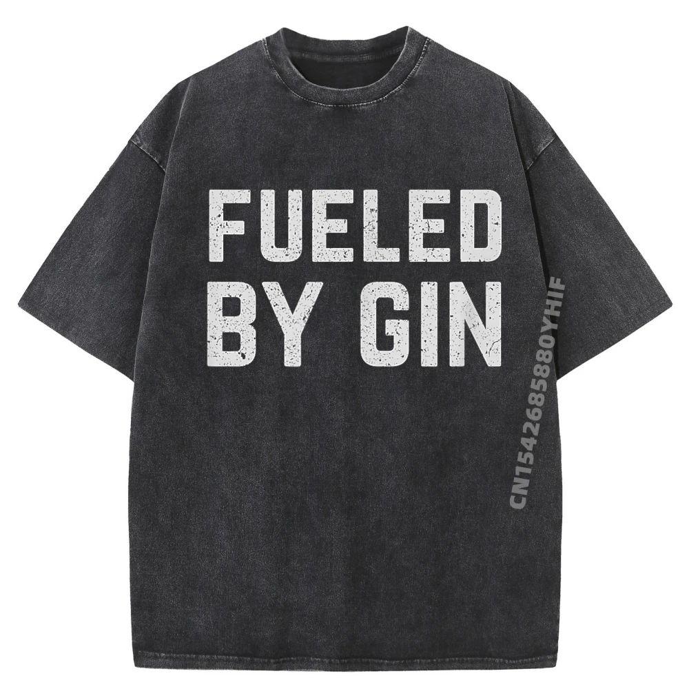 

Рубашка Fueled By Gin Drinking I Grpahic Футболка Уличная мужская рубашка большого размера Простые топы с буквенным принтом