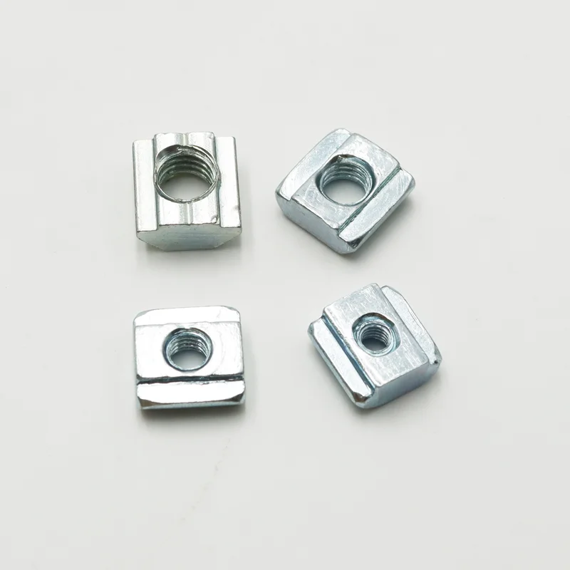 100p/set T Slide Nut Galvanized T-Slot Nuts M3 M4 M5 M6 T-Track Sliding Hammer Square Nut for 2020 Aluminum Extrusion Profile