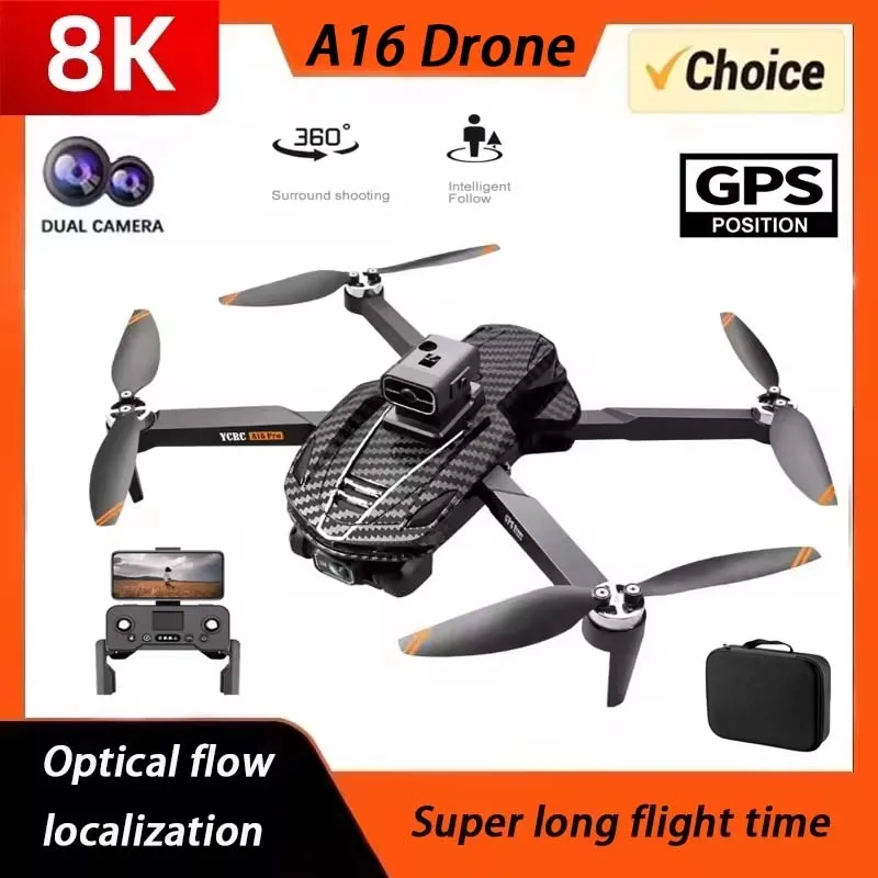 โดรน A16 Pro 8K ระบบกันสั่น 4 แกน มอเตอร์ไร้แปรงถ่าน ระบบหลบหลีกสิ่งกีดขวางอัจฉริยะ ระบบรักษาระดับความสูง ควบคุมผ่านรีโมทคอนโทรล