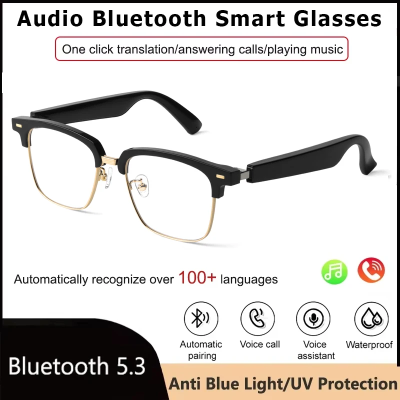 

Smart Glasses Bluetooth Call Voice Assistant Listen Music Sports Polarized Sunglasses Anti-Blue Earbuds Earphone