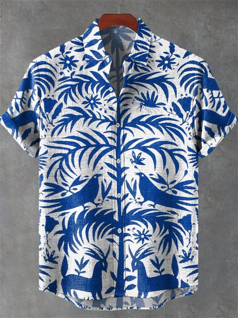 

Мужская льняная рубашка с 3D принтом морских животных и рыб, модная уличная одежда на пуговицах с короткими рукавами, крутая рубашка в этническом стиле