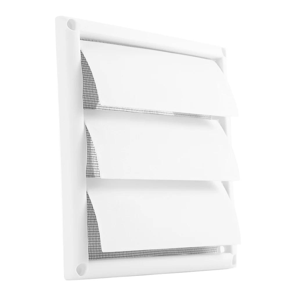 6inch Air Vent Grille Ventilation Cover Plastic White Wall Grilles Duct 200x200x40mm Heating Cooling Vents with 3 Flaps TO000093