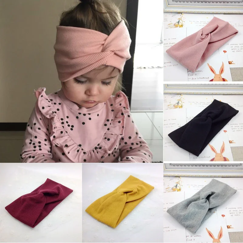 

1 PCS Spring Summer Solid Color Baby Headband Girls Twisted Knotted Soft Elastic Baby Girl Headbands Hair Accessories Large Size