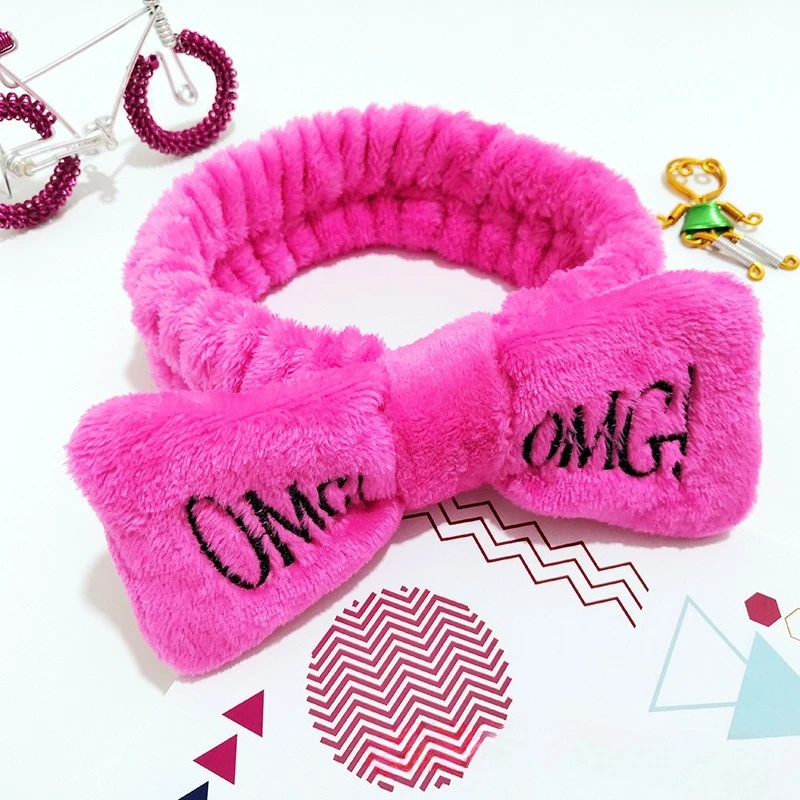 1-teiliges Plüsch-Schleifen-Stirnband, niedlicher und lustiger Badezimmer-Stil, Hautpflege und Make-up, auffälliges Heim-Styling, mehrere Farben – Detail 10