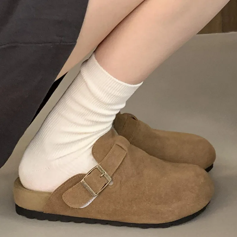 2024 Autumn Women Flat Slipper Fashion Round Toe Slip On Mules Shoes Soft Flat Heel Outdoor Casual Slides Sandal Shoes New Woman