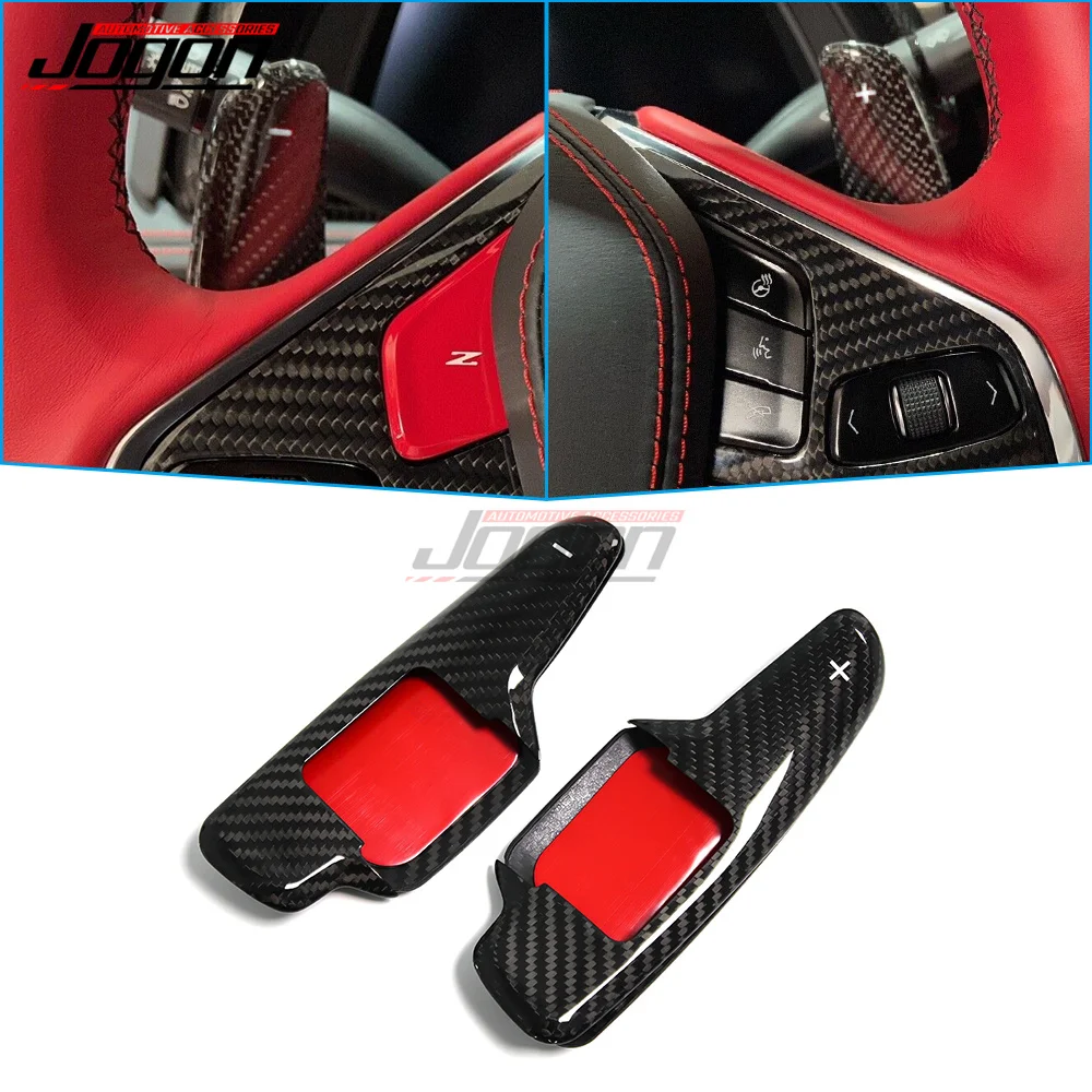 

Real Carbon Fiber For Chevrolet Corvette C8 2020-2023 Stick-on Style Steering Wheel Paddle Shifter Trim
