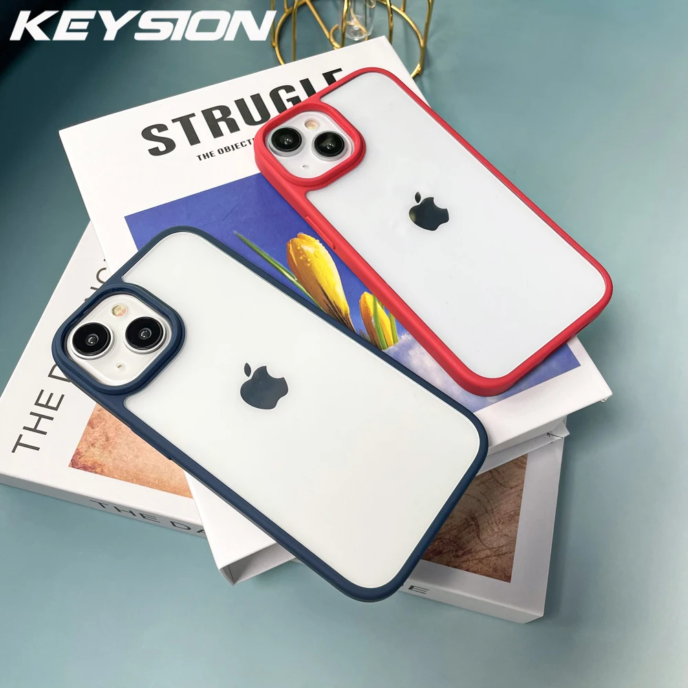 KEYSION модный прозрачный чехол для iPhone 15 Pro Max 15 Plus HD прозрачный противоударный чехол для задней панели телефона для iPhone14 Pro Max 14 Plus