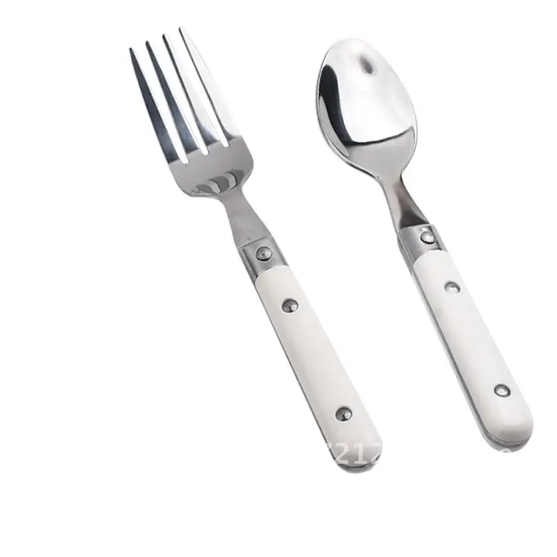 

Children's Stainless Steel Cutlery Set Simple Japanese Korean Style Portable Ins Milk White Handle Multi-purpose Tableware Suit